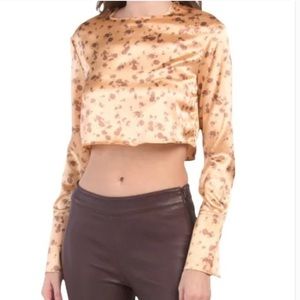NWT ZARA FLORAL SILKY CROP TOP XS